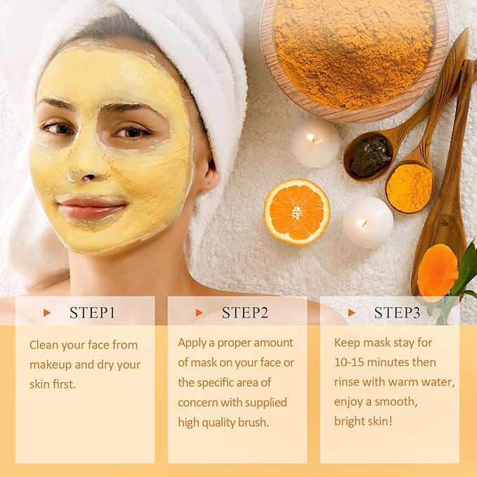 Vitamin C Face Mask with Kaolin Clay and Turmeric for Dark Spots, Dull Skin, Skincare Facial Mask for Controlling Oil and Refining Pores 5.29 Oz-Velvo Beauty