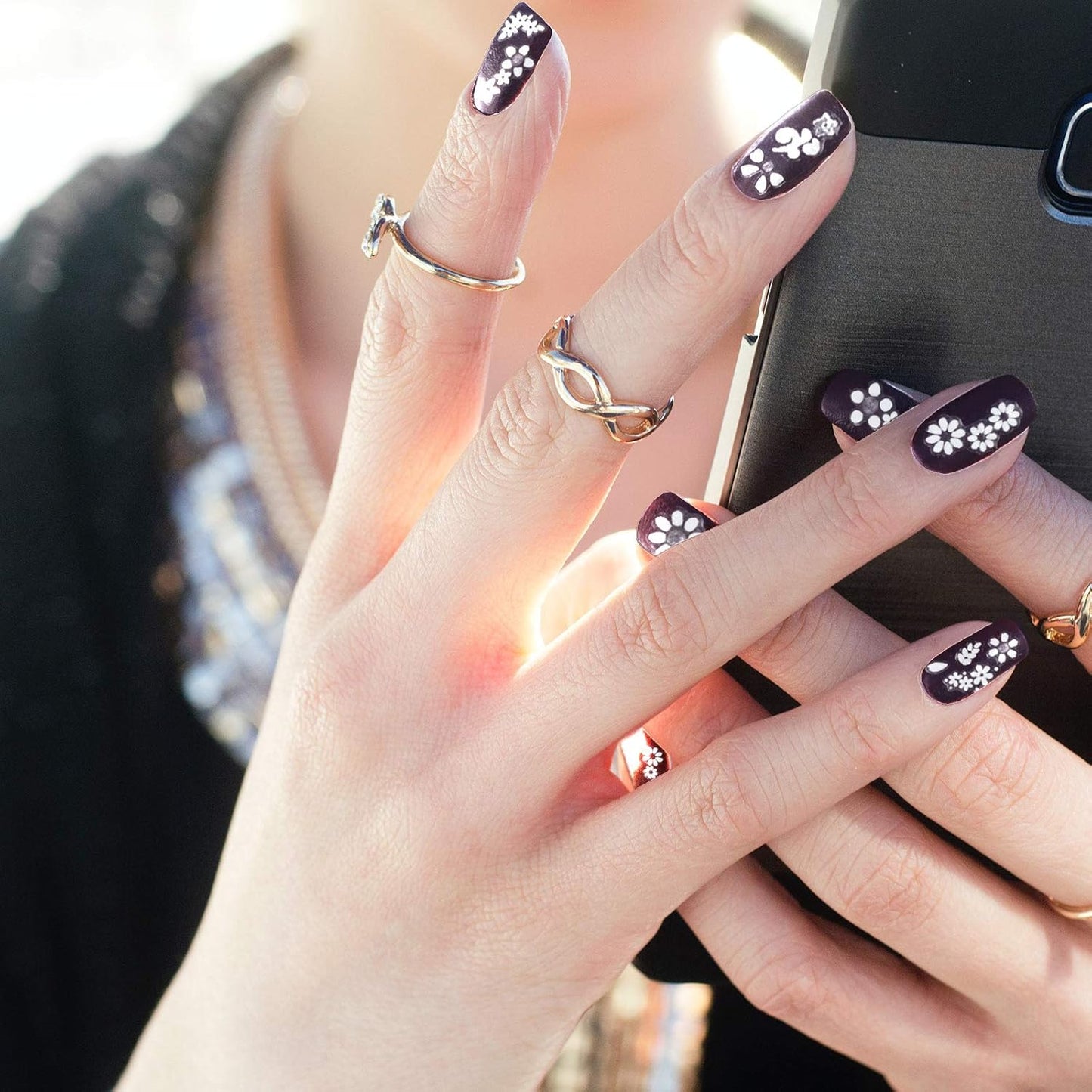 Blulu 5000 Pcs Flower Nail Stickers 100 Sheets 3D Self Adhesive Nail Stickers Multi Design Decals Multicolor Flower Manicure Decals with Tweezer(Classic-Chic Floral Series)-Velvo Beauty