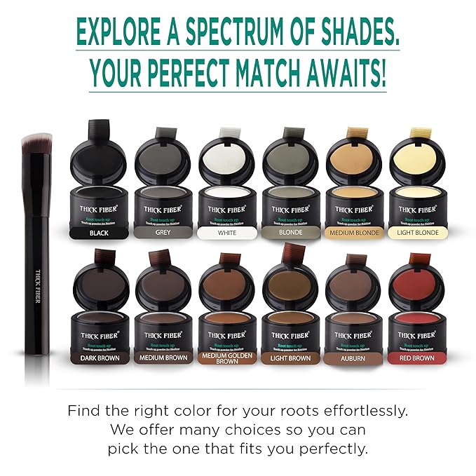 THICK FIBER Root Touch Up and Hairline Concealer for Thinning Hair Women - Water & Sweat Resistant Hair Loss Powder Set, Includes Brush (Red Brown)-Velvo Beauty