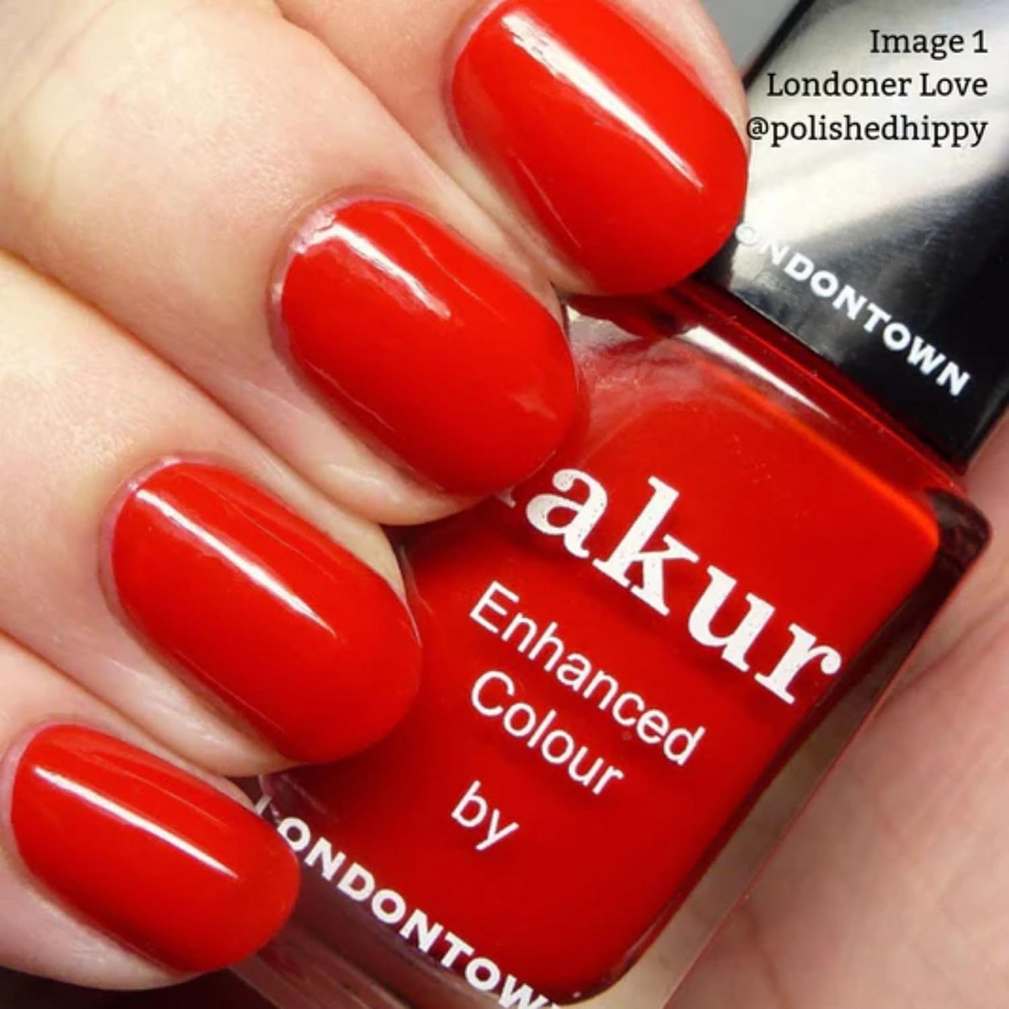 LONDONTOWN lakur Nail Polish - Chip-Resistant, Non-Toxic, Conditions & Hydrates Nails Glossy Vibrant Red, Londoner Love, .40 fl oz-Velvo Beauty