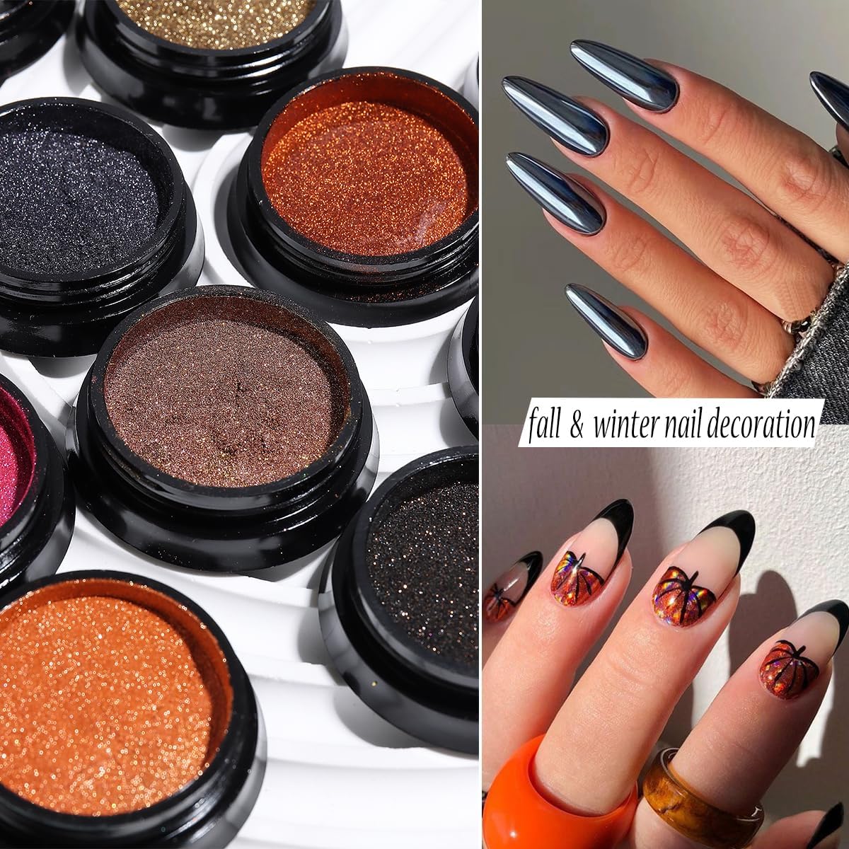 Chrome Nail Glitter Powder Set, 18 Colors Silver Black Red Green Metallic Effect Mirror Powder for Nails with Brushes, Pearl White Chrome Powder for Nails, Glazed Donut Nail Art, Manicure Supplies-Velvo Beauty