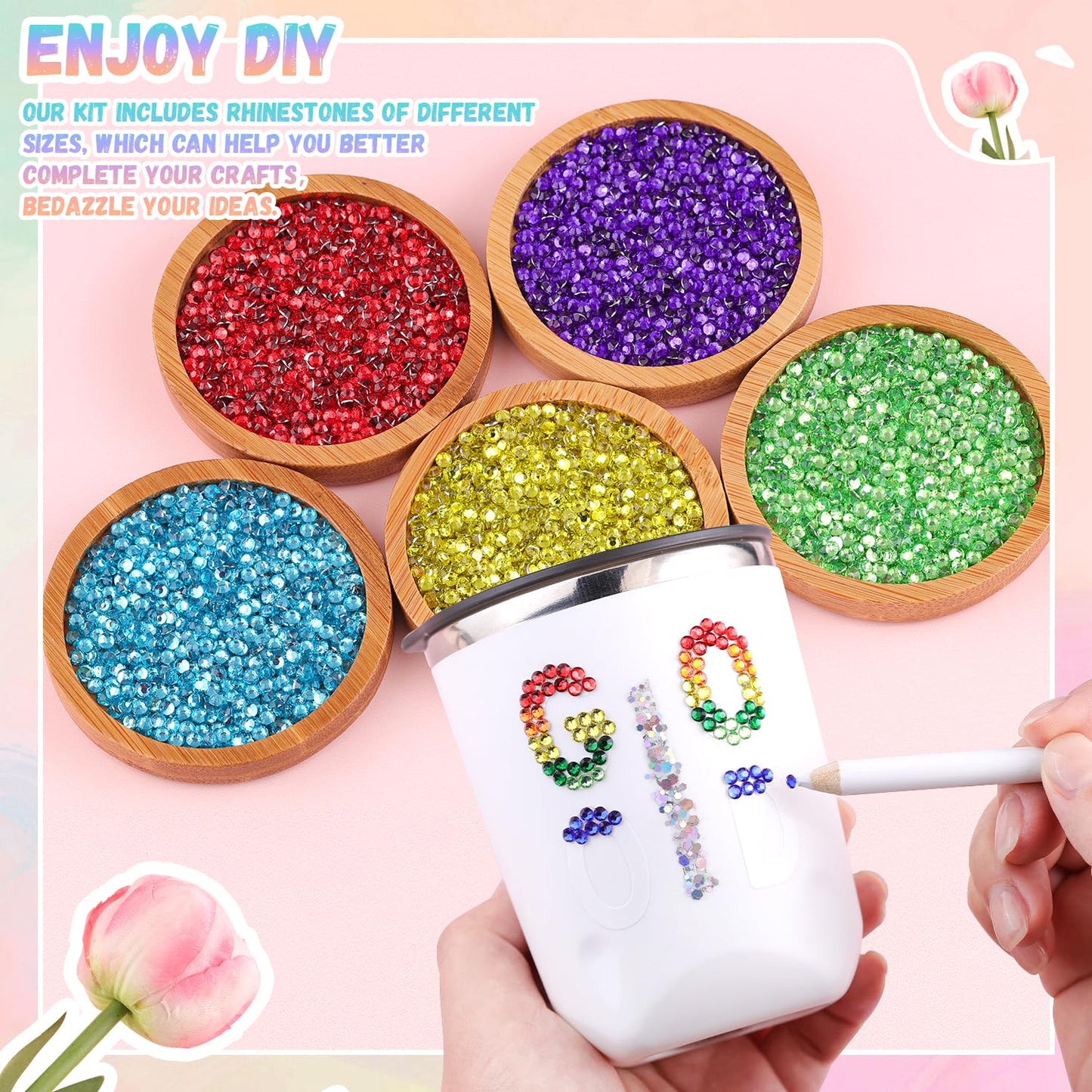 24000Pcs Resin Rhinestones for Bedazzling with 3Pcs B7000 Jewelry Glue, Multicolor 3mm Flatback Gems Rhinestones for Crafting, Clothing Tumblers Mugs Shoes Fabric Decor Nail Art-Velvo Beauty