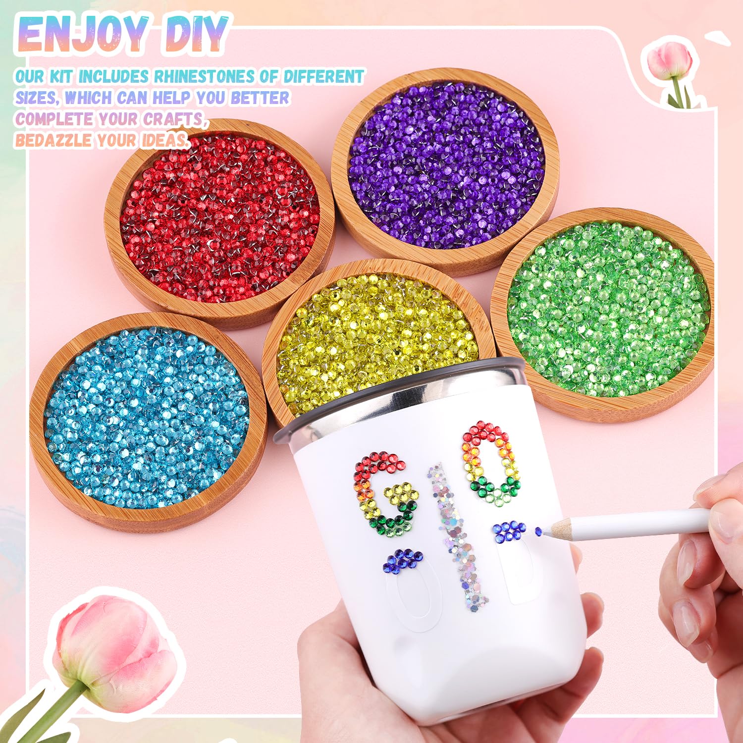 24000Pcs Resin Rhinestones for Bedazzling with 3Pcs B7000 Jewelry Glue, Multicolor 3mm Flatback Gems Rhinestones for Crafting, Clothing Tumblers Mugs Shoes Fabric Decor Nail Art-Velvo Beauty