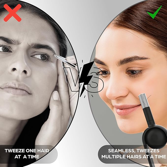 Epilady Precision Coil Tweezer, Facial Hair Remover with Ergonomic Design, Hair-Removal Tool for Upper Lip, Chin, and Face, Portable Tweezers for Facial Hair-Velvo Beauty