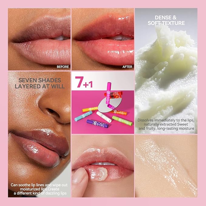 8PCS Tinted Lip Balm with Vaseline, 8 Colored Lip Balm Set, Natural Plumping Lip Balm Pack, Girls’ PH Lip Balm Bulk, Small Gifts Lipstick Sets For Women, Hydrating Lip Tint Balm, Soft Chap Sticks Pack-Velvo Beauty