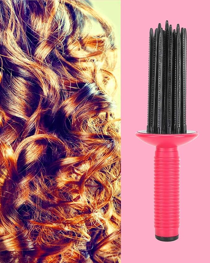 Hair Fluffy Styling Curler Curls Comb,Hair Curler Curling Make Up Brush Roller Tool Portable Hair Curling Roll Comb Anti‑Slip Professional Round Hair Brush for Home Personal Use Travel-Velvo Beauty