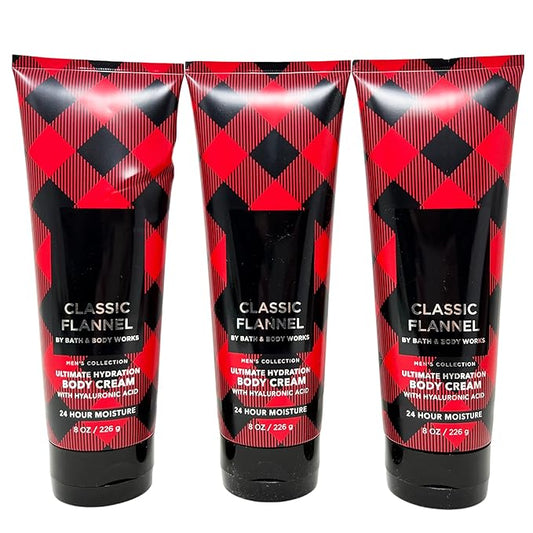 Men's Collection Classic Flannel Trio Gift Set - Includes 3 Ultimate Hydration Body Cream - Full Size-Velvo Beauty