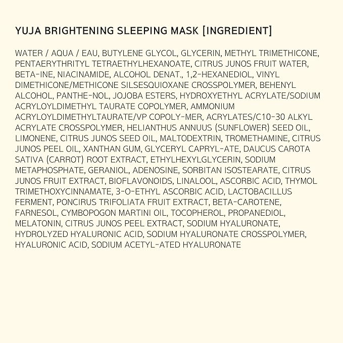 Hanyul Yuja Sleeping Mask | Korean Yuzu Night Cream, Vitamin C for Glow, Radiance, Brightening, Vegan Hydrating Overnight Moisturizer with Hyaluronic Acid, Niacinamide & Antioxidants 2.37 fl. oz.-Velvo Beauty