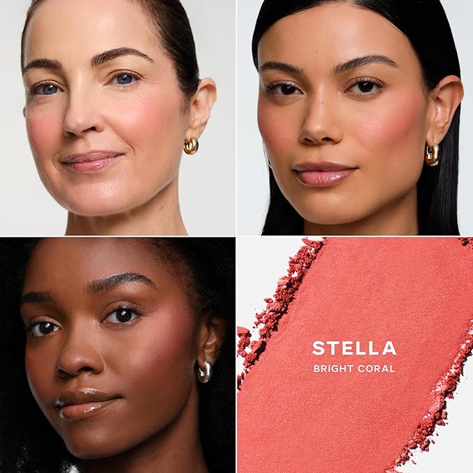 Saie SuperSuede Baked Blush - Talc-Free Powder Blush for All Day Wear - Enriched with Plant-Derived Squalane + Glycerin to Help Moisturize Dry Skin - Stella (0.1 Ounce)-Velvo Beauty