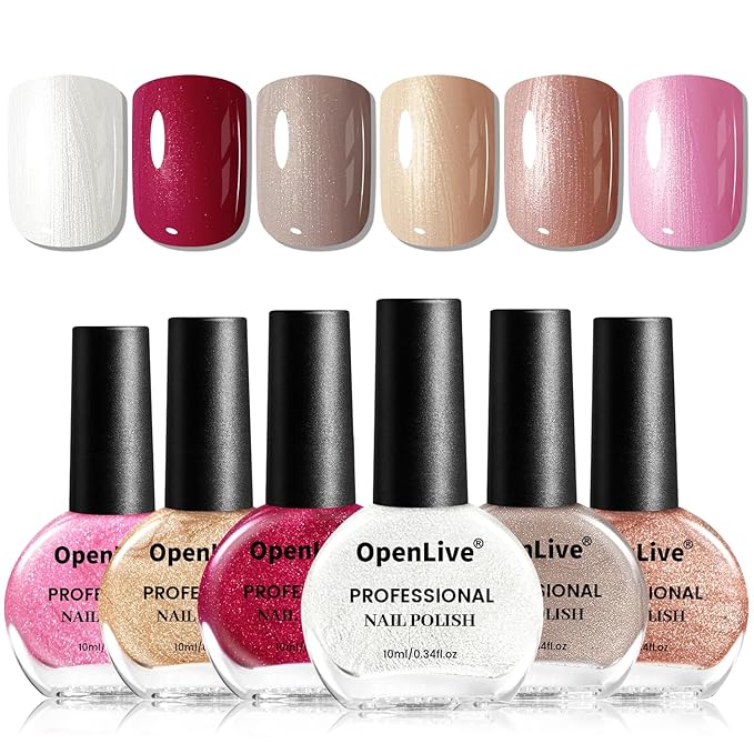 10ml Glitter Nail Polish Set 6 Colors Glitter Red Pink White Nail Polish Set for Nail Art-Velvo Beauty