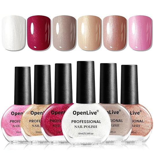 10ml Glitter Nail Polish Set 6 Colors Glitter Red Pink White Nail Polish Set for Nail Art-Velvo Beauty