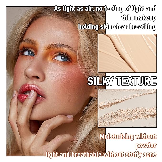 Full Coverage Liquid Foundation Makeup Set,Oil Control Concealer Long Lasting Waterproof Loose Setting Face Powder,Moisturizing BB Cream Set with Soft Makeup Sponge and Foundation Makeup Brush（4PCS）-Velvo Beauty