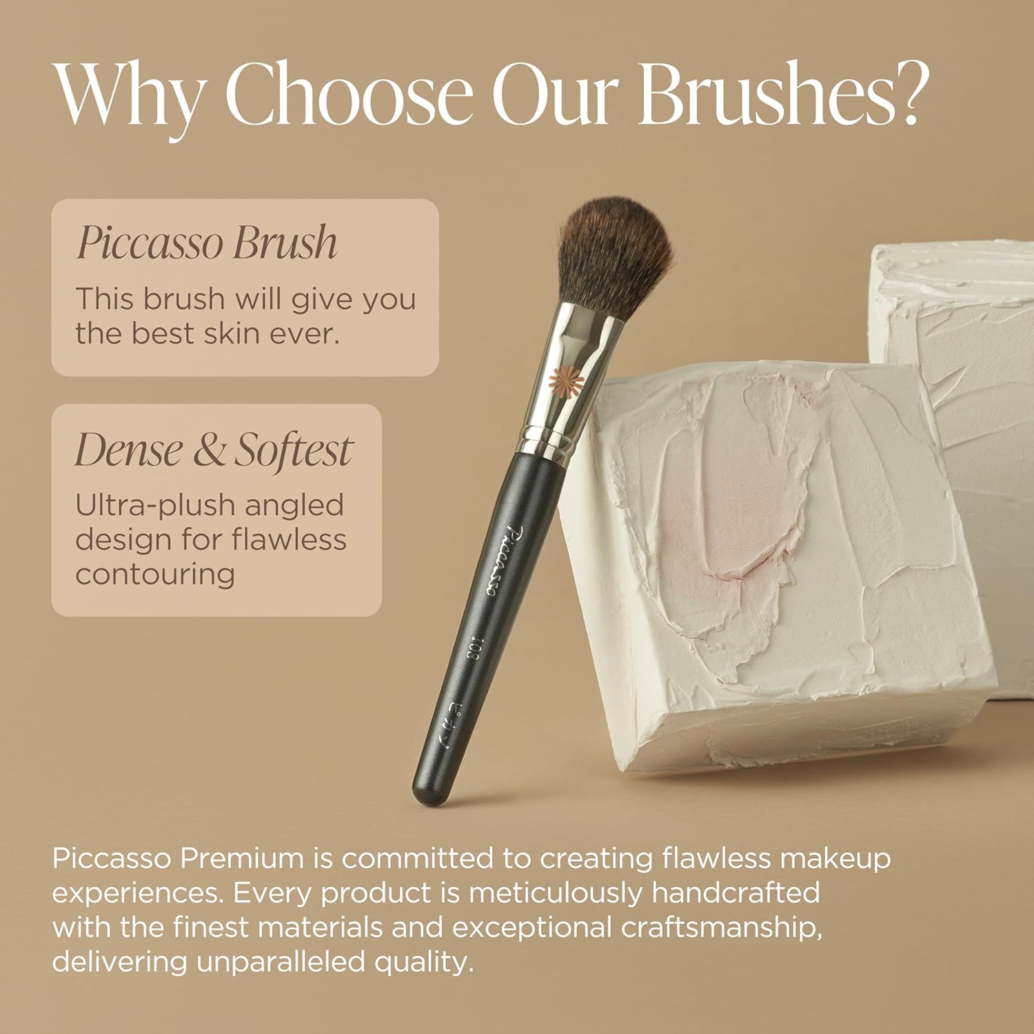 Piccasso 108 Blusher Brush – Soft Gray Squirrel Hair for Smooth and Natural Cheek Makeup, Fluffy Powder Applicator with Excellent Color Payoff, Small Face Brush for Daily Use, Professional Beauty-Velvo Beauty