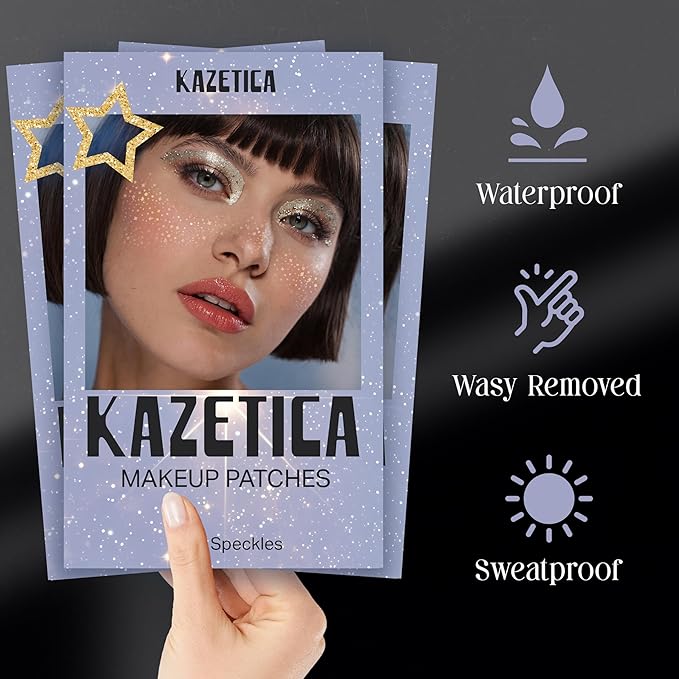 Glitter Freckles Face Tattoo, 10 Pcs Silver Face Glitter Freckles for Women, Festival Outfits for Women Rave Accessories Fake Tattoos, Sparkle Makeup Patches, Waterproof Speckles Patches,Mini Makeup-Velvo Beauty