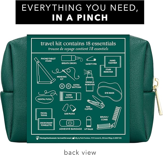 Pinch Provisions Travel Kit, includes 18 Must-Have Emergency Essential Items for Travelling, Ideal Road Trip or Airport Gift for Friends, Family & Peers, Portable Pouch-Velvo Beauty