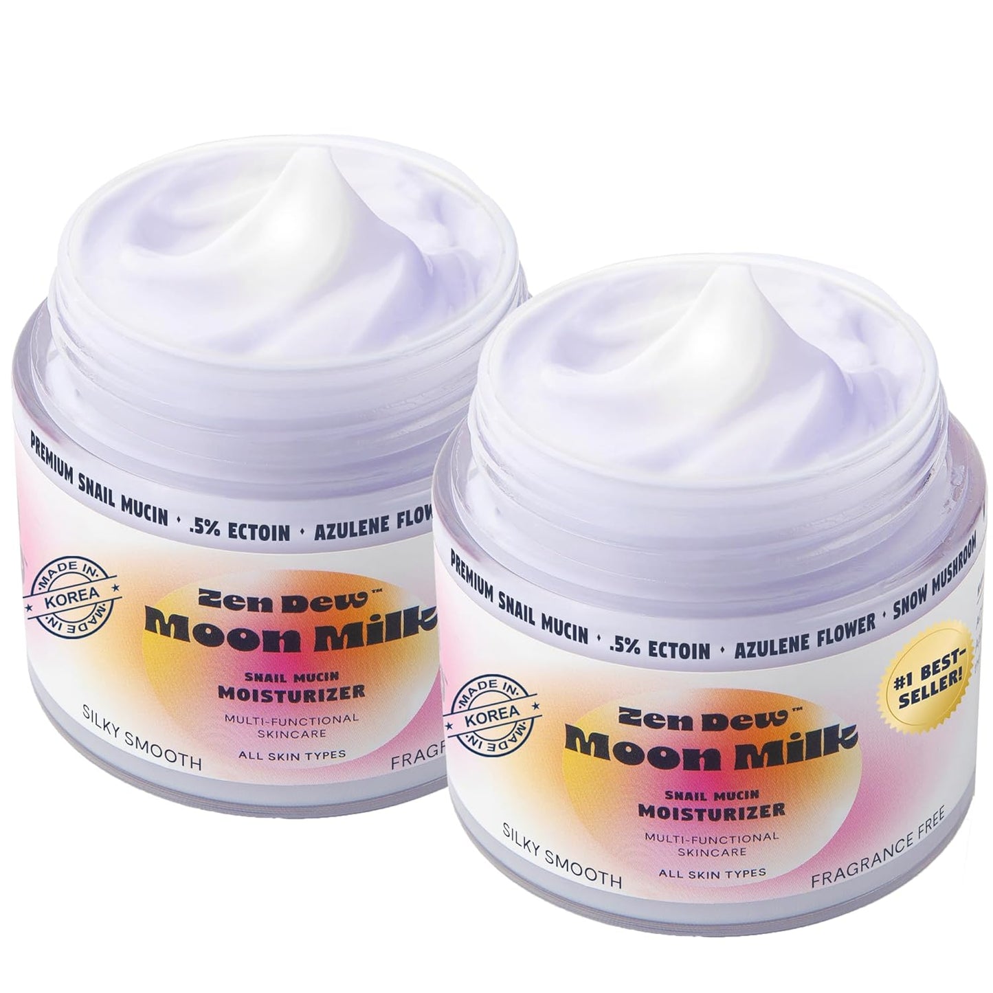 Moon Milk Snail Mucin Moisturizer Gel Cream 3.52 Oz - Blue Light Skin Defense - Korean Snail Mucin Serum Cream that Replenishes Moisture & Leaves Skin Brighter, Plumper, Soothed & Smooth - 2 Pack-Velvo Beauty