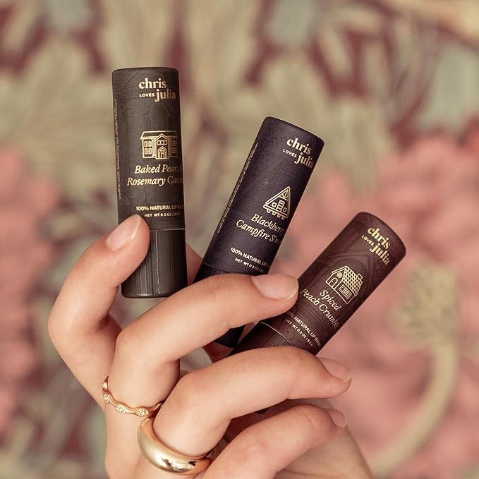 Jumbo Lip Balm Gift Set (Chris Loves Julia Trio) | Poppy & Pout All Natural Lip Balms & Moisturizers | Hydrates with Beeswax, Vitamin E, Organic Coconut Oil | Cruelty-Free | Recyclable Cardboard Tube-Velvo Beauty