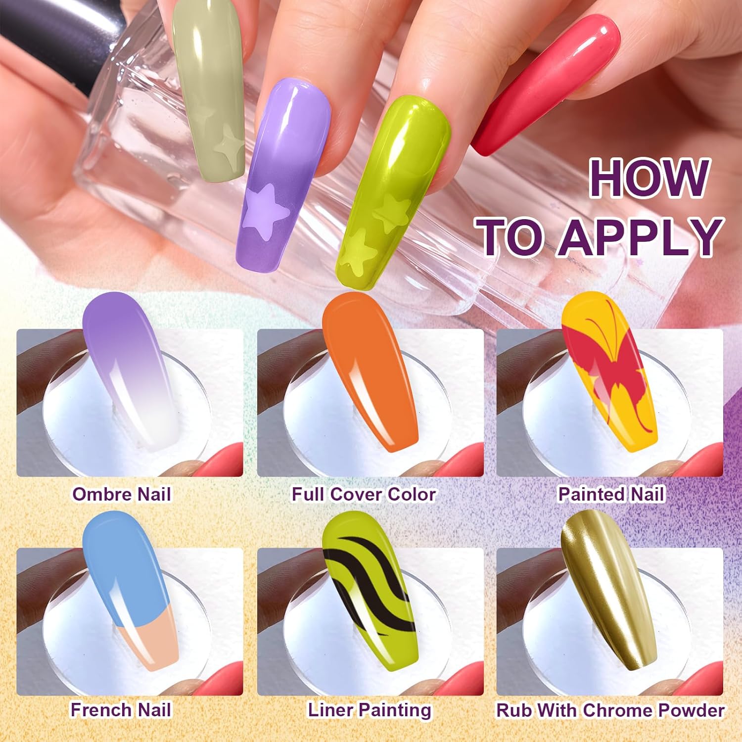 Gradient Painting Gel, 9 Bright Colors Ombre Gel Nail Polish Orange Yellow Blue for Pigment Pat Aura Nails French Manicure Soak Off UV Long-lasting Home Salon DIY Nail Art Joy Tints-Velvo Beauty