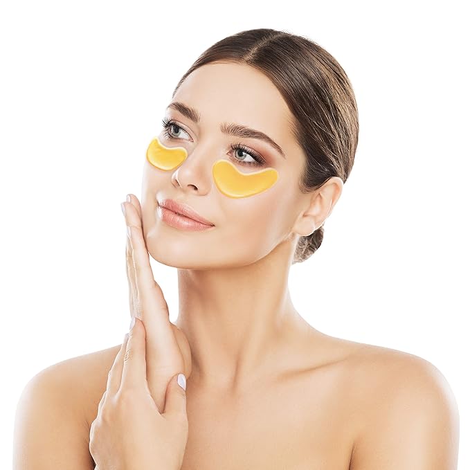 24k Gold Collagen Eye Mask: Hydrogel Under Eye Patches with Collagen & Hyaluronic Acid - Hydrating Under Eye Mask for Dark Circles, Puffy Eyes, & Under Eye Bags - Cooling Gel Treatment Pads - 15 Pairs-Velvo Beauty
