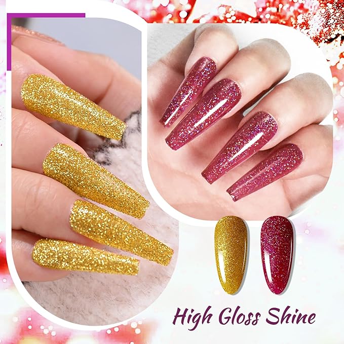 JODSONE 23 Bottles of Glitter Colorful and Elegant Gel Polish kit with 3 Bottles of Matte and Glossy Top Coat Base Coat Gel Nail Set-Velvo Beauty