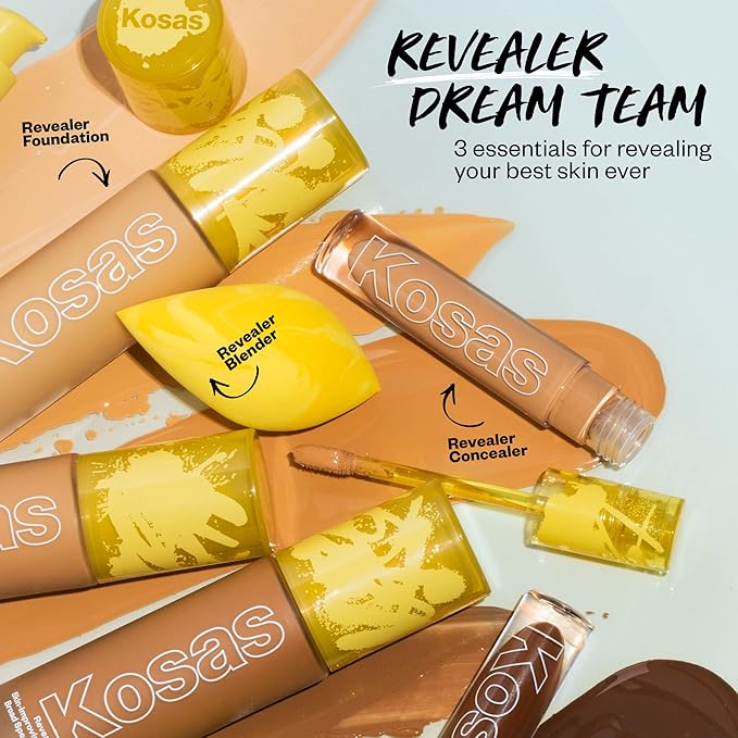 Kosas Revealer Skin-Improving Foundation with SPF 25 Protection - Hydrate, Brighten, Soothe, Plump, Protect Skin - Smoothing Texture, Natural Finish and Clean Formula - Light Cool 150-Velvo Beauty