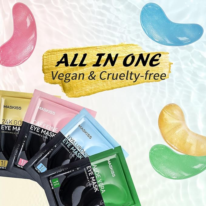 Under Eye Patches(50 Pairs), 24K Gold, Caffeine, Hyaluronic Acid, Aloe Vera Eye Masks for Dark Circles Puffy Eyes Undereye Bags, Eye Skin Care Gift Set for Bachelorette Party Favors-Velvo Beauty