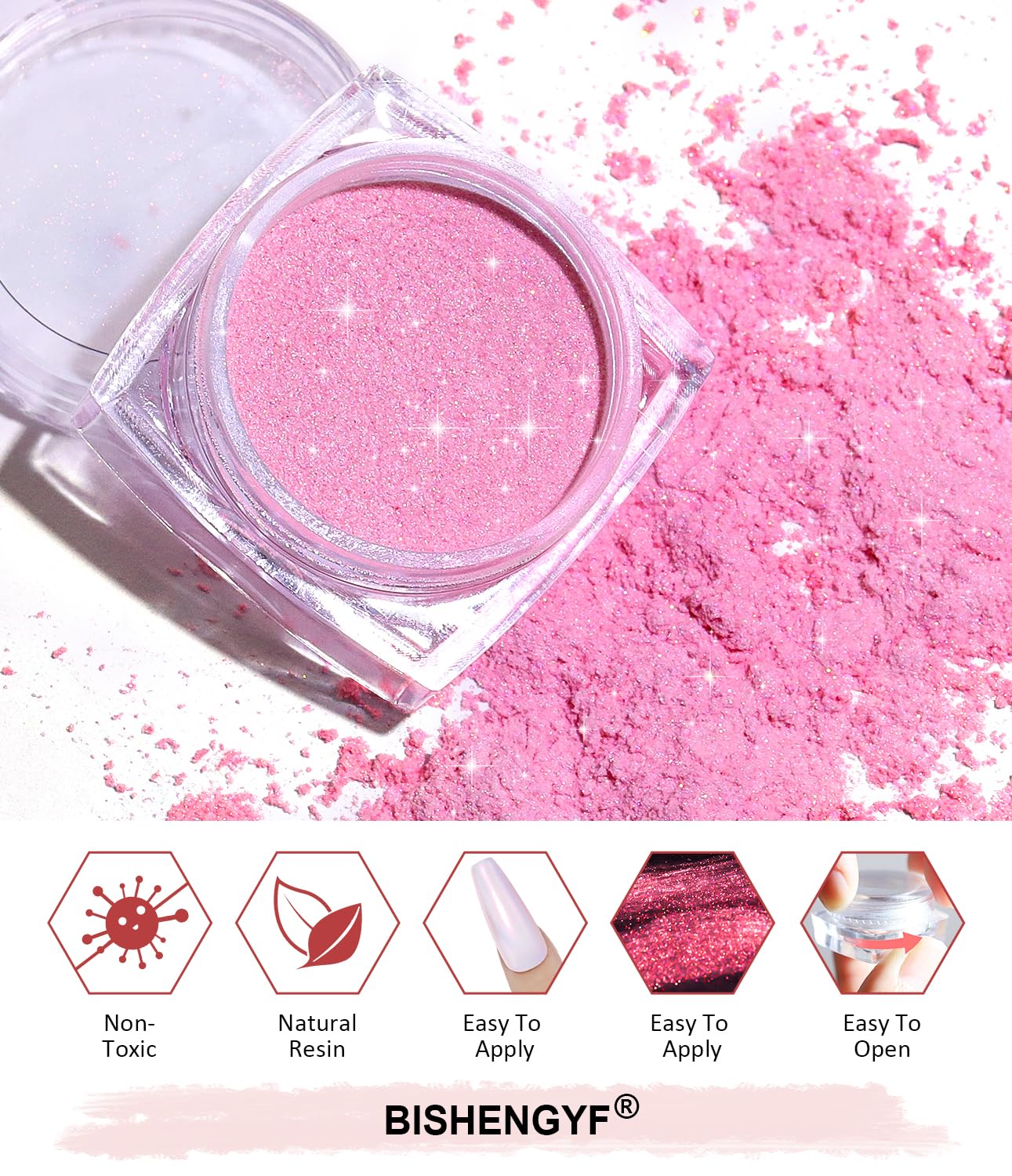 Chrome Nail Powder -【Fairy Effect】Pink Chrome Nail Powder Aurora Mermaid Iridescent Chrome Powder For Nails, Pink Chrome Powder Metallic Mirror Glitter Pigment Dust For Manicure Decoration-Velvo Beauty
