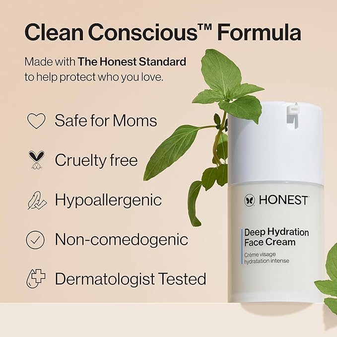 Honest Beauty Deep Hydration Face Cream for Dry Skin | Hydrates + Supports Natural Moisture Barrier | Hypoallergenic + Gentle for Sensitive Skin | 1.7 fl oz-Velvo Beauty