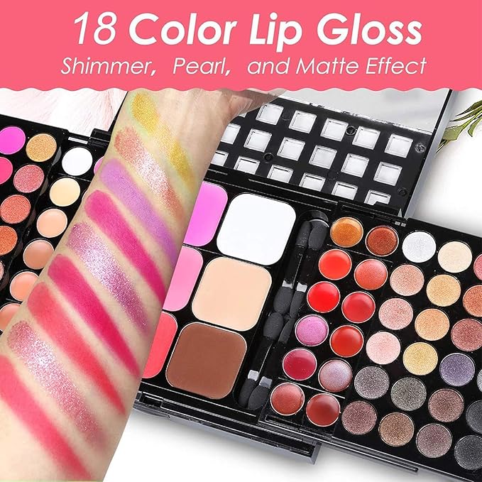 BONNIE CHOICE All in One Makeup Kit for Women Full Kit, Valentines Day Gifts Makeup Set, Include 48 Eyeshadow, 18 Lip Gloss, 3 Blusher, 6 Concealer, 3 Contour Powder, 4 Brushes, 1 Mirror-Velvo Beauty