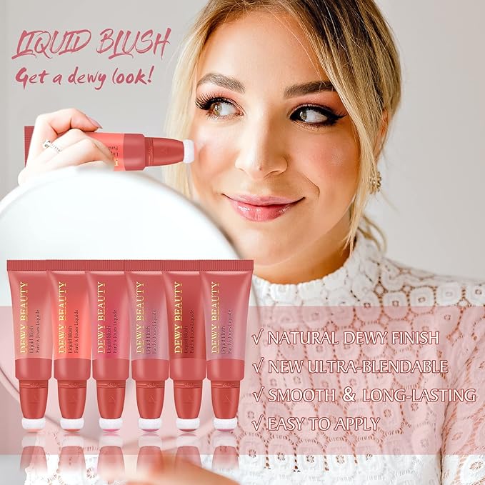 Liquid Blush Makeup Wand, Cream Liquid Blush with Cushion Applicator For Cheeks Tint, Natural-looking, Glow Dewy Finish, Weightless Blendable Liquid Blush Stick | #106 ELEGANT-Soft Pink-Velvo Beauty