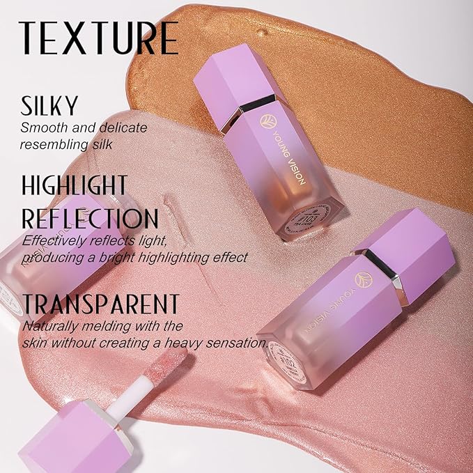 YOUNG VISION Soft Natural Glow Liquid Highlighter, Glow Liquid Illuminator Makeup,Weightless, Long-Wearing, Smudge Proof, Natural-Looking, Dewy Finish,-Velvo Beauty