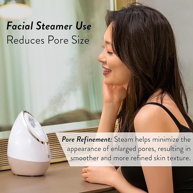 Facial Steamer SPA+ by Microderm GLO - Best Professional Nano Ionic Warm Mist, Home Face Sauna, Portable Humidifier Machine, Deep Clean & Tighten Skin, Daily Hydration for Maximum Serum Absorption-Velvo Beauty