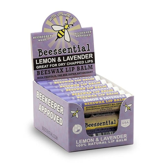 Beessential Natural Bulk Lip Balm, Lavender, 18 Pack | For Men, Women, and Children. Great for Gifts, Showers, & More-Velvo Beauty