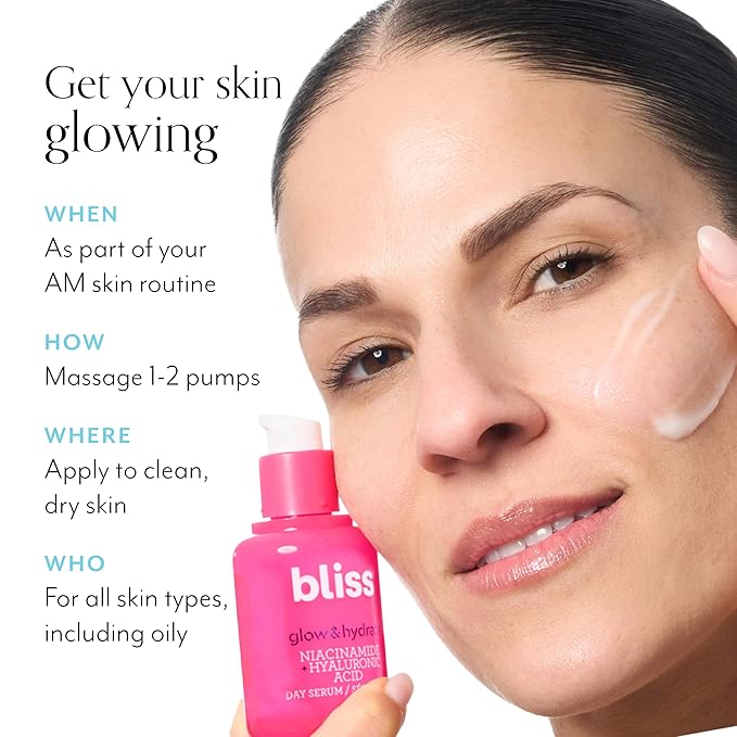 Bliss Glow & Hydrate Serum - Niacinamide + Hyaluronic Acid Serum - 1 Fl Oz - Improves Dullness, Hydrates, Replenishes & Defends Skin - Lightweight Hydration - Clean - Vegan & Cruelty Free-Velvo Beauty