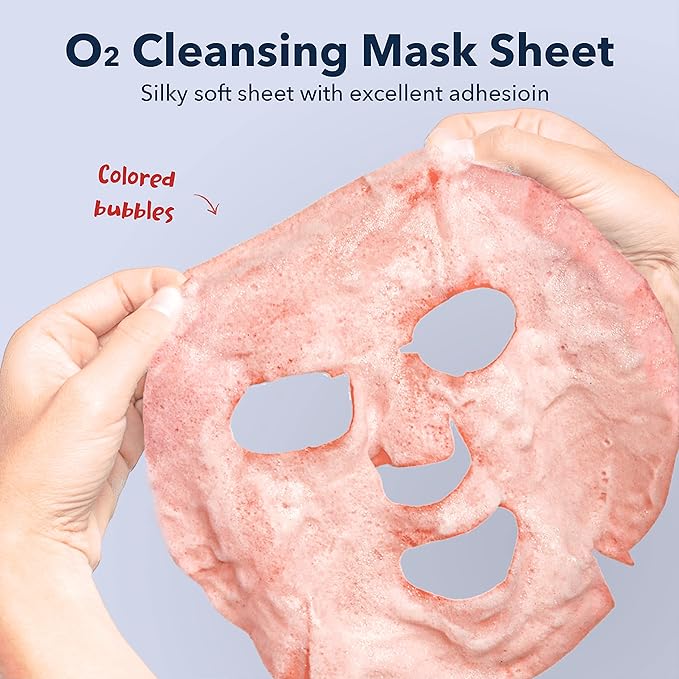 Purederm Deep Purifying Pink O2 Bubble Mask Peach (5 Pack) – Bubble Face Sheet Mask for Purifying & Moisturizing-Velvo Beauty