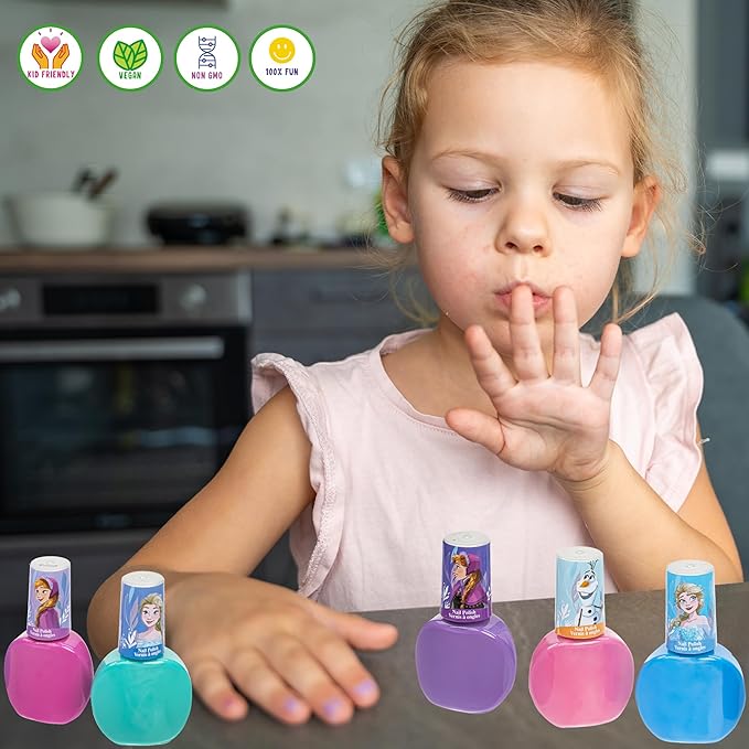 Disney Frozen 2 - Townley Girl Super Sparkly Cosmetic Makeup Set for Girls with Lip Gloss Nail Polish Nail Stickers - 11 Pcs|Perfect for Parties Sleepovers Makeovers| Birthday Gift for Girls 3 Yrs+-Velvo Beauty