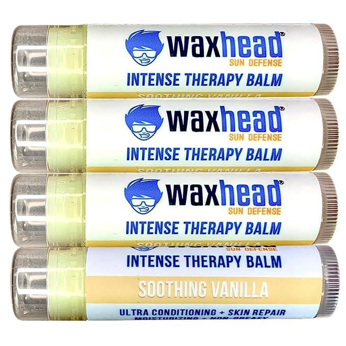 Waxhead Organic Lip Balm Vanilla - Sunburn Relief, Lip Moisturizer for Very Dry Lips, Lip Therapy, Lip Repair for Dry Cracked Lips, Healing Lip Balm for Severely Chapped Lips (4 pack)-Velvo Beauty