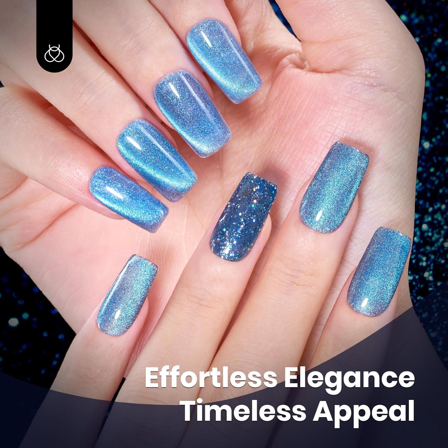 Beetles Chameleon Cat Eye Gel Polish - 15ML Blue Cat Eye Glitter Gel Polish 9D Magnetic Soak Off UV Shimmer Velvet Gel Mermaid Tears Series Nail Art DIY Manicure Gifts for Women-Velvo Beauty