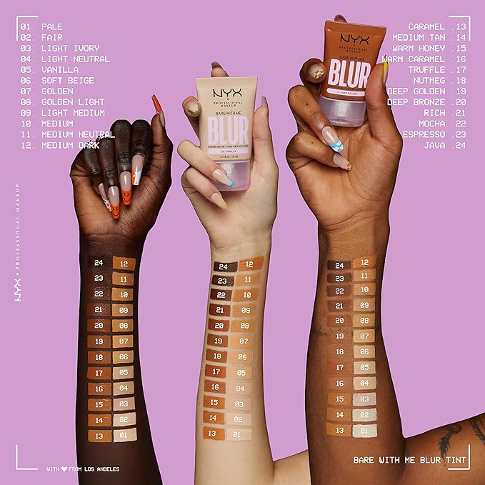 NYX PROFESSIONAL MAKEUP Bare With Me Blur Skin Tint Foundation Make Up with Matcha, Glycerin & Niacinamide - Espresso-Velvo Beauty