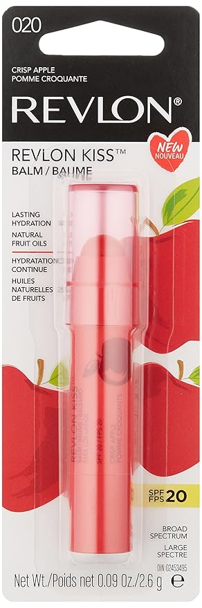 Revlon Lip Balm, Kiss Tinted Lip Balm, Face Makeup With Lasting Hydration, SPF 20, Infused With Natural Fruit Oils, 030 Crisp Apple, 0.09 Oz-Velvo Beauty