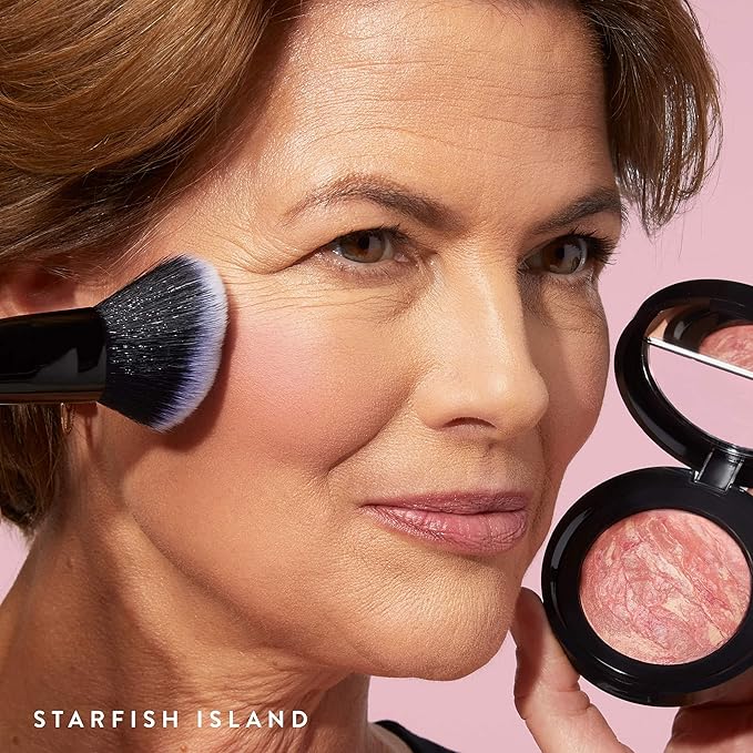 LAURA GELLER NEW YORK Baked Blush-n-Brighten Marbleized Blush for Cheeks - Starfish Island - Natural Finish - Buildable Color-Velvo Beauty