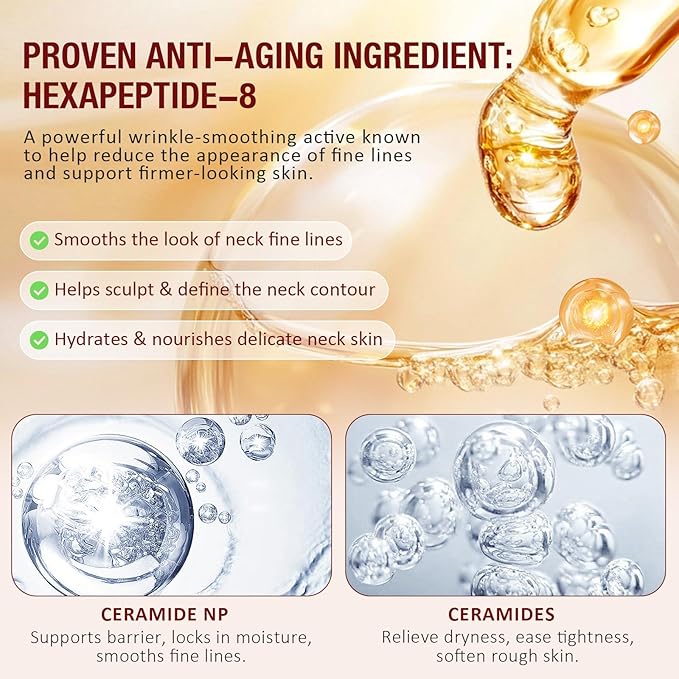 AH-8 Firming Neck Cream with Roller - Anti-Aging Moisturizer for Neck & Chest - Lifts, Tightens, Deeply Hydrates, Reduces Fine Lines & Wrinkles - For Crepey, Sagging Skin - 4.23 fl.oz-Velvo Beauty