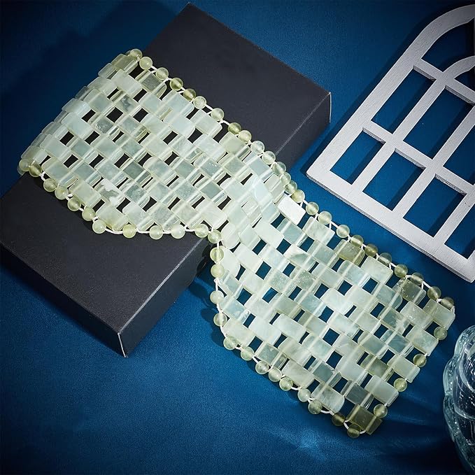 Jade Eye Mask, Eye Mask for Relaxation, Reusable Jade Eye Mask Hot or Cold Using Jade Mask Eyes Sleeping Mask for Alleviate Puffiness Face Massage Relax Eyes Meditation Beauty-Velvo Beauty