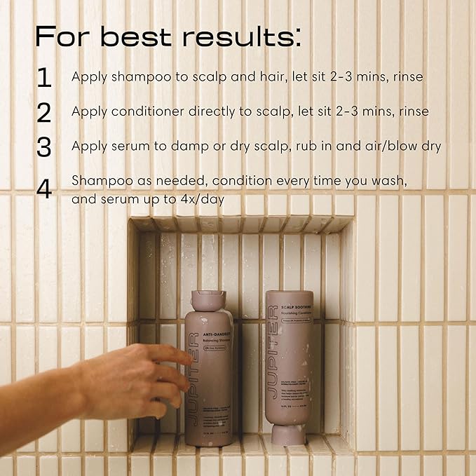 Jupiter Anti-Dandruff Shampoo, Conditioner, & Serum Advanced Set, Physician-Formulated for Dry, Itchy, Oily, Flaky Scalp Care, Color-Safe, Dry Scalp, Sulfate-Free-Velvo Beauty