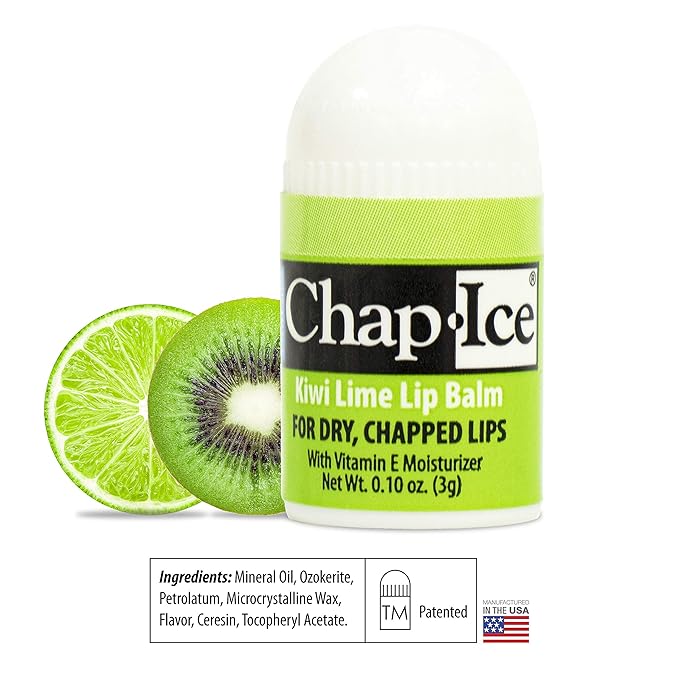 Chap-Ice® | 12-Count Mini Kiwi Lime Lip Balm | Lip Balm Pack Fortified with Vitamin E for Dry, Cracked Lips | Made in USA | 12-Count Mini Lip Balm with Kiwi Lime Flavor (0.10oz/3g Each)-Velvo Beauty