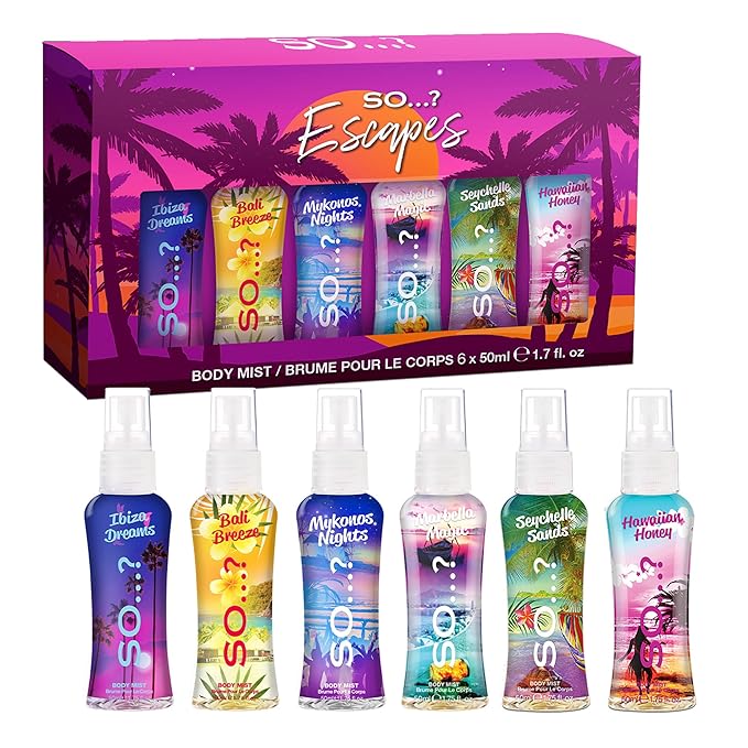 So...? Escapes Body Mist Set - Perfumes for Women - Everyday Body Spray for Women - Vegan, Cruelty Free Fragrances - Travel Size Gift Set - 6 pcs-Velvo Beauty