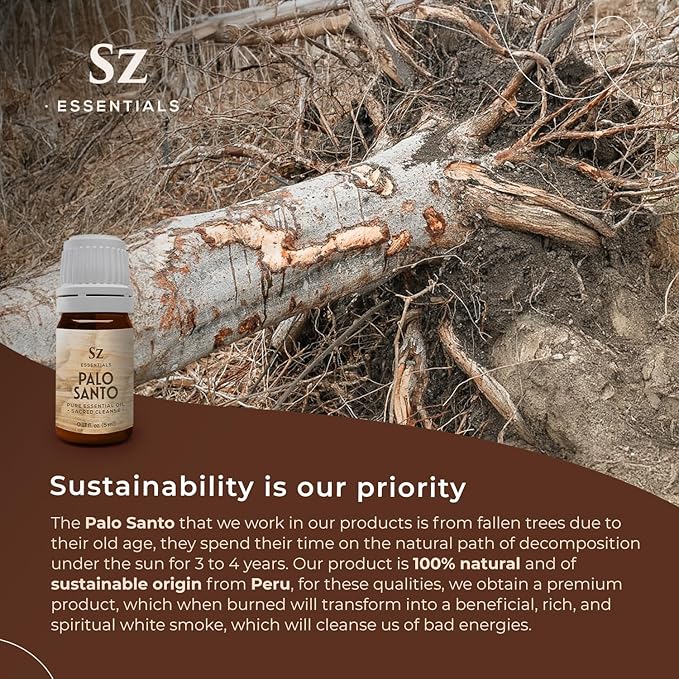 Palo Santo Essential Oil – 100% Pure – Ethically Sourced from Peru – Sacred Oil for Ritual Use, Spiritual Cleansing & Energy Clearing – Bursera graveolens – Vegan – 0.17 fl oz (5mL)-Velvo Beauty