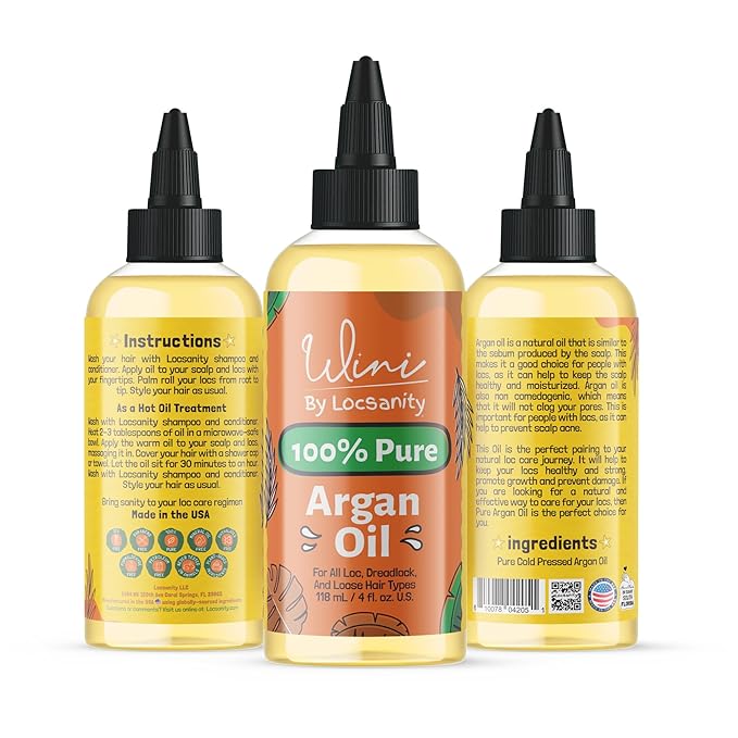 Locsanity Wini 100% Pure Oil 4 Pack, Jojoba, Argan, Coconut, Black Castor, 4 Fl Oz Each-Velvo Beauty