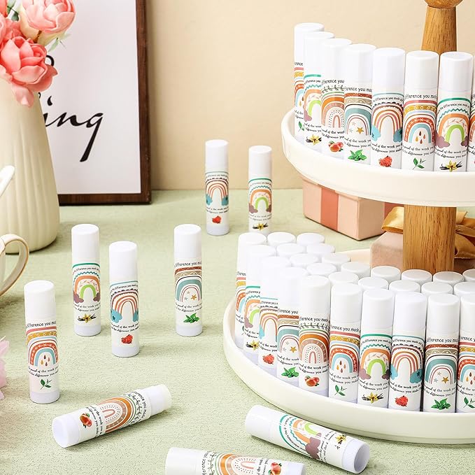 Teacher Appreciation Lip Balm Gifts Rainbow Employee Thank You Gifts for Being Awesome Graduation Party Favor for Teacher Coworkers Women Colleague Staff Friend Volunteer(100 Pcs)-Velvo Beauty