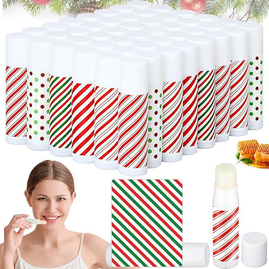 50 Pcs Christmas Peppermint Lip Balms Gifts Bulk Holiday Stocking Stuffers Holiday Treat Gifts Stuffer Goodie Christmas Party Supplies for Kids Women Men-Velvo Beauty